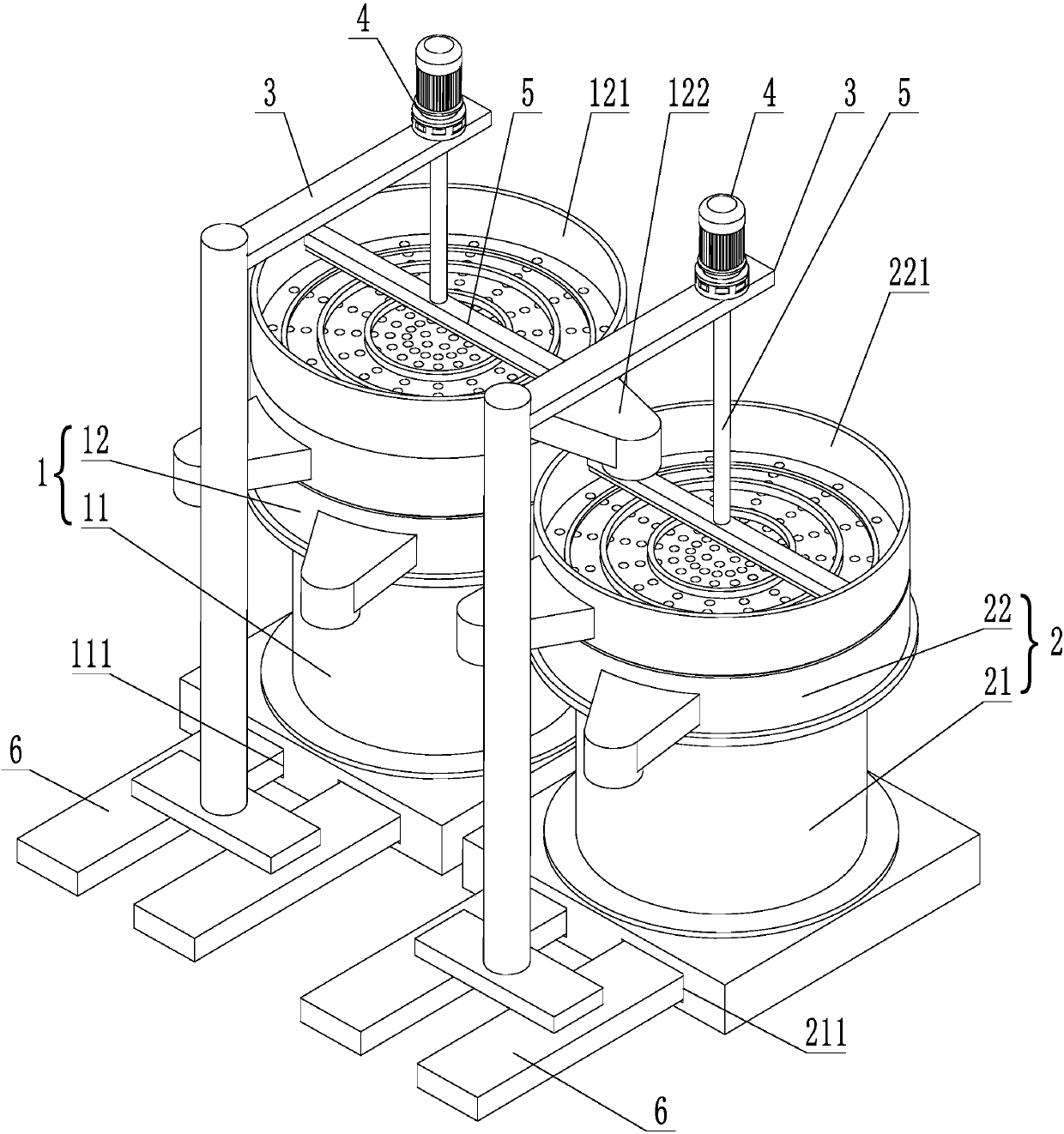 Stirring type sieving screen