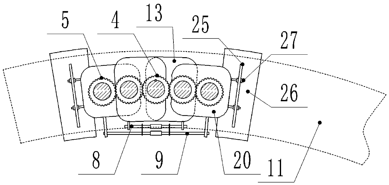 Device for forming arc-shaped hanging groove in end surface of stone plate for building decoration