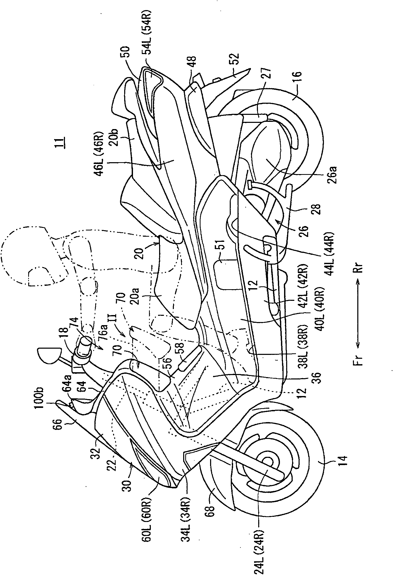 Installation structure for automatic charging system of motor vehicle