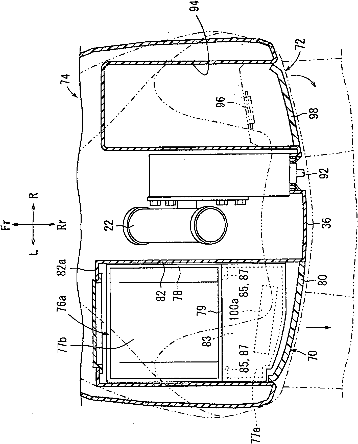 Installation structure for automatic charging system of motor vehicle