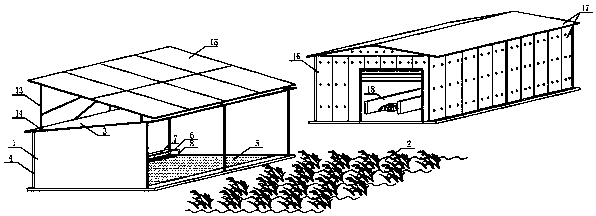 Ecological circulation type rice field photovoltaic duck shed