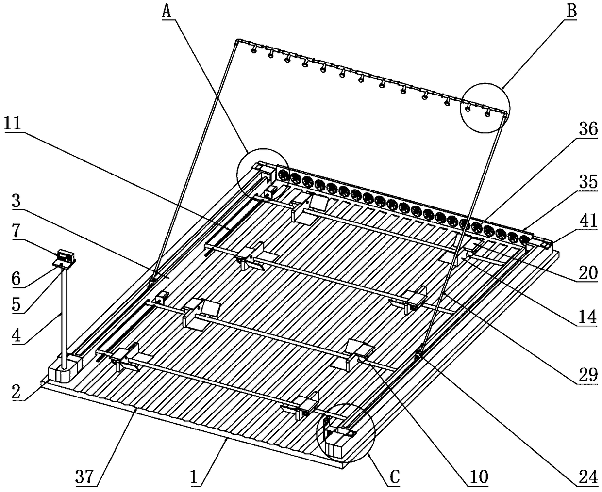 Car width self-adaption device for to-be-carried car in mechanical type parking garage