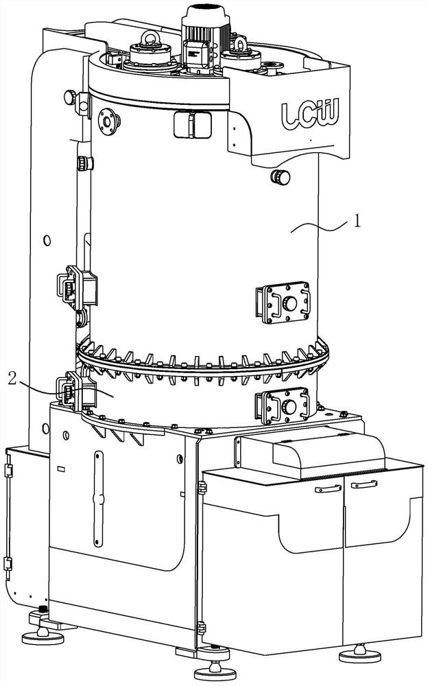 A multi-axis grinding machine inner arc polygonal rod tower structure