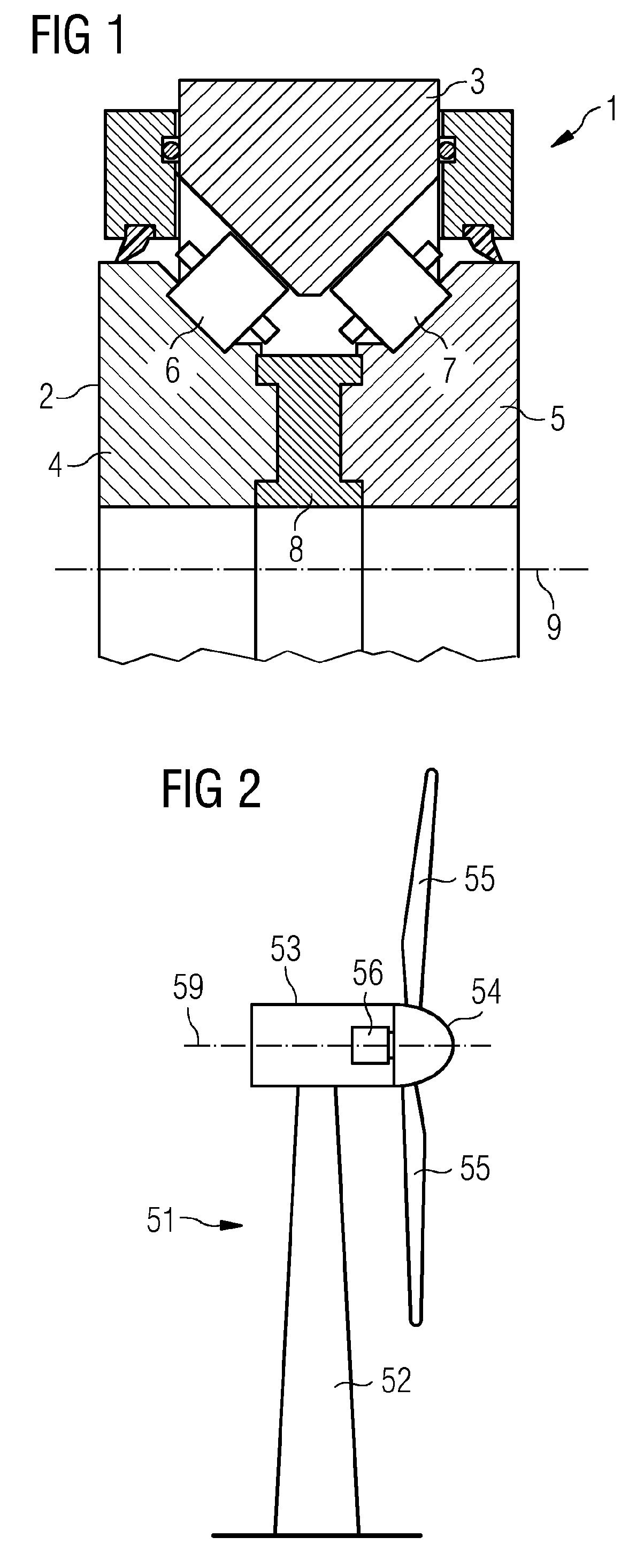 Double row tapered bearing assembly and wind turbine