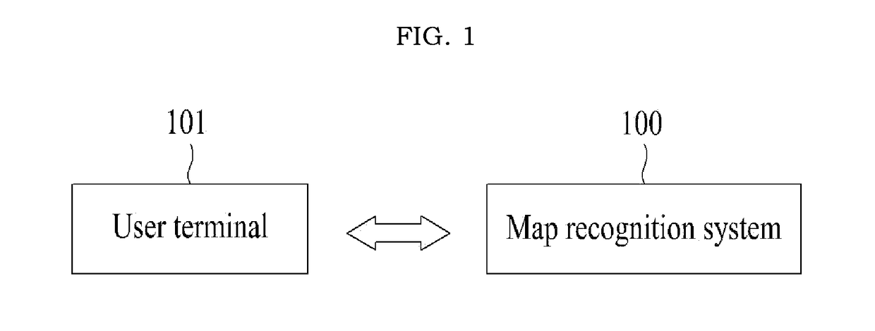 Ocr-based system and method for recognizing map image, recording medium and file distribution system