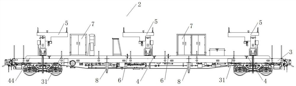 Steel rail transport vehicle set and loading and unloading method