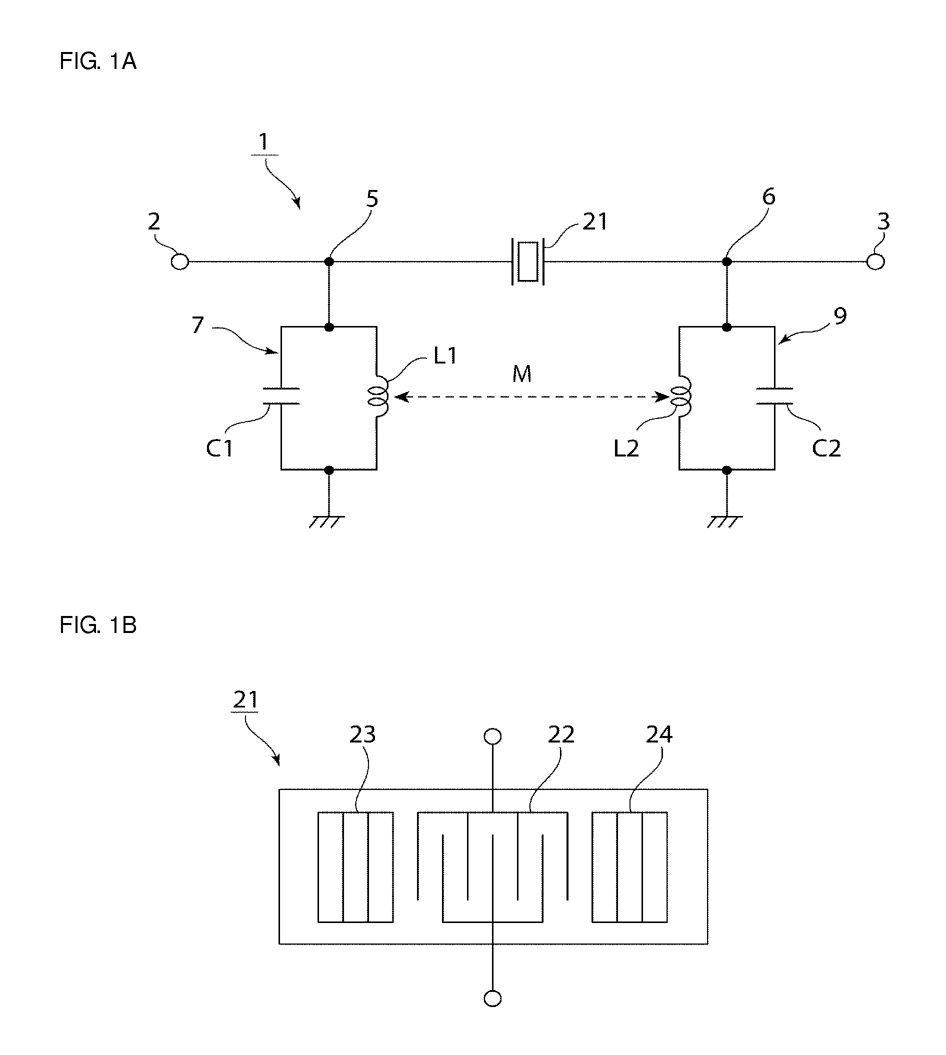 Elastic wave filter with magnetically coupled LC parallel resonance circuits