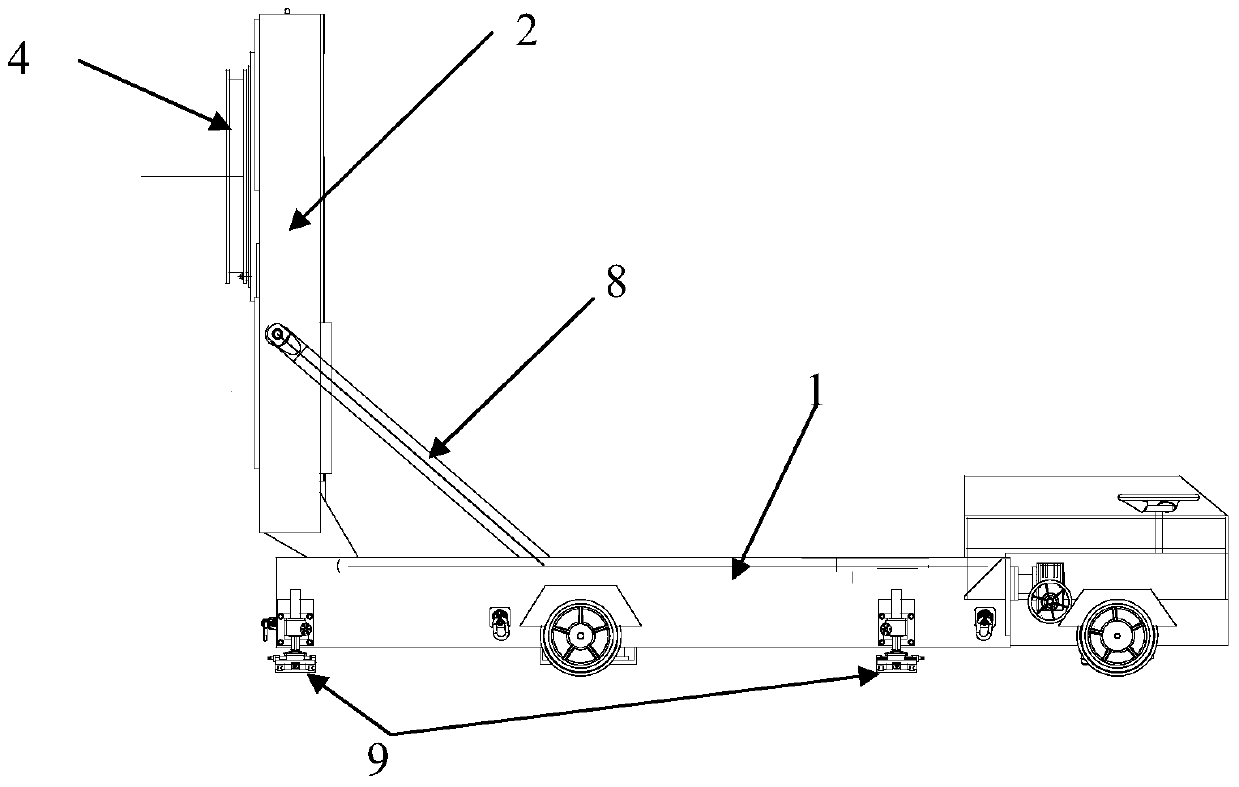 Rotary table device that can be raised and lowered in a large range