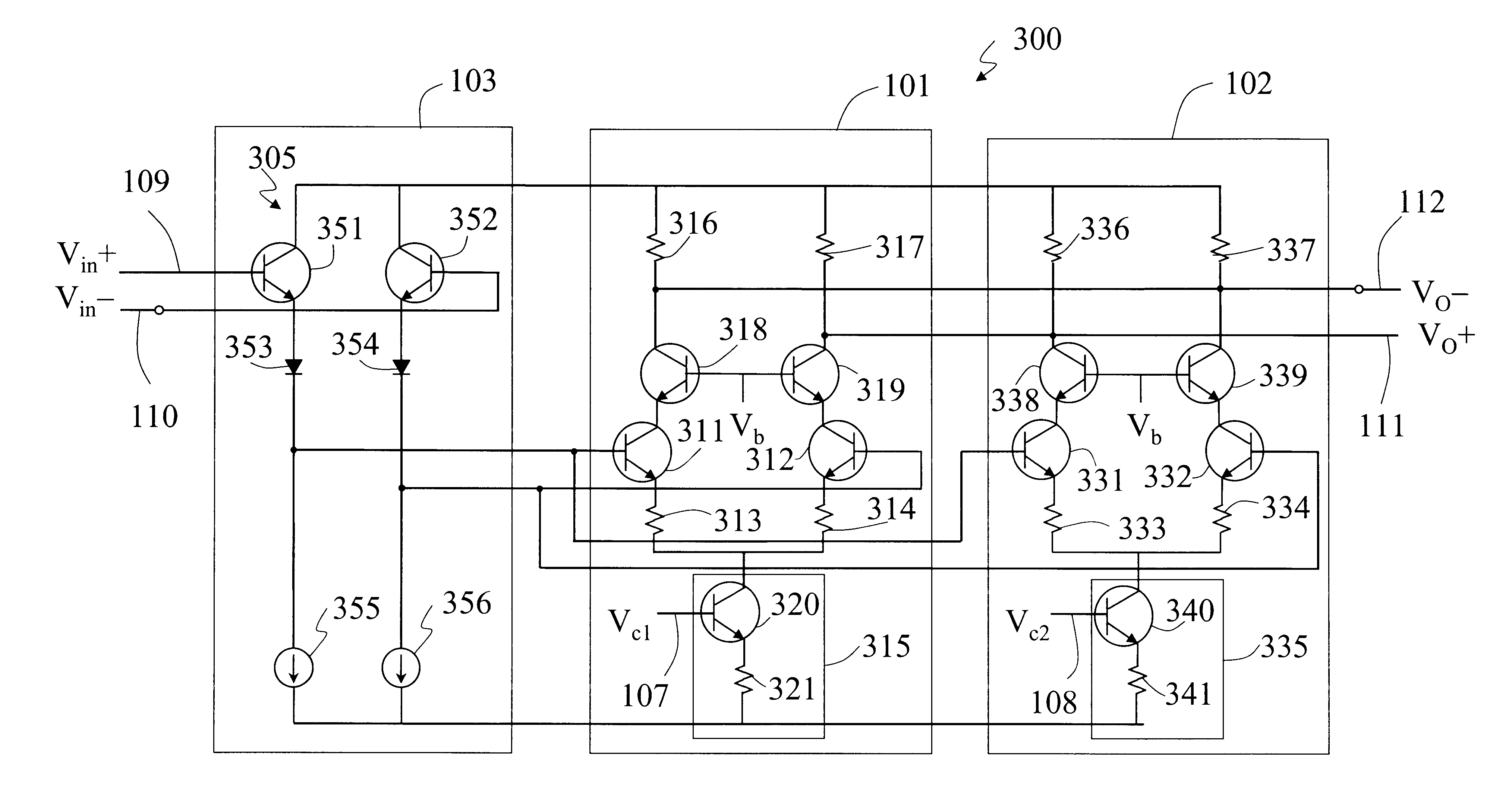 Wideband variable gain amplifier with low power supply voltage