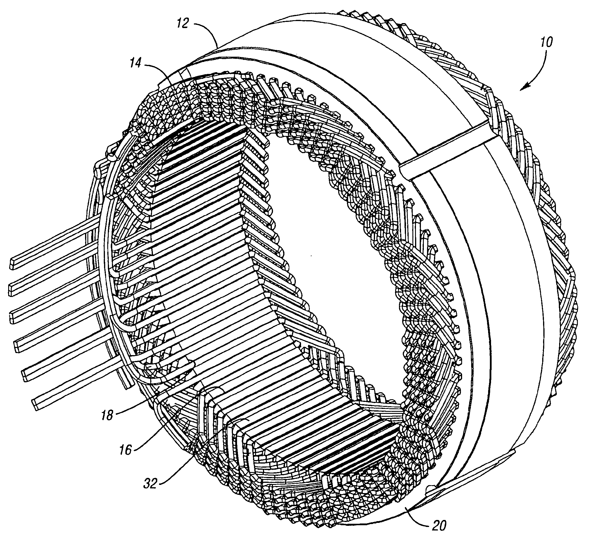 Method of making cascaded multilayer stator winding with interleaved transitions