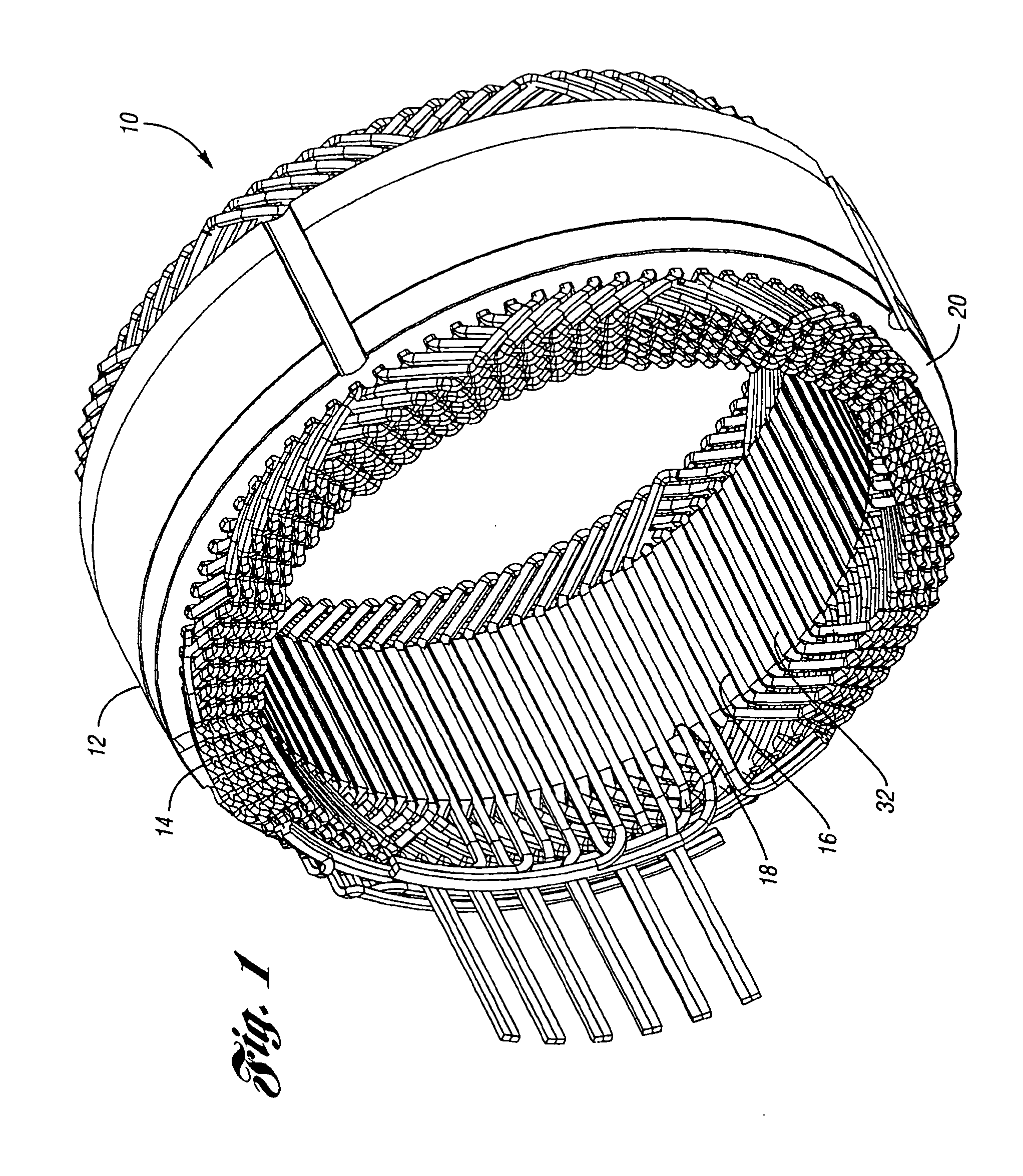 Method of making cascaded multilayer stator winding with interleaved transitions