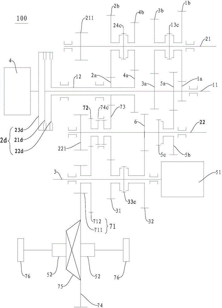 Power transmission system for vehicle and vehicle with same