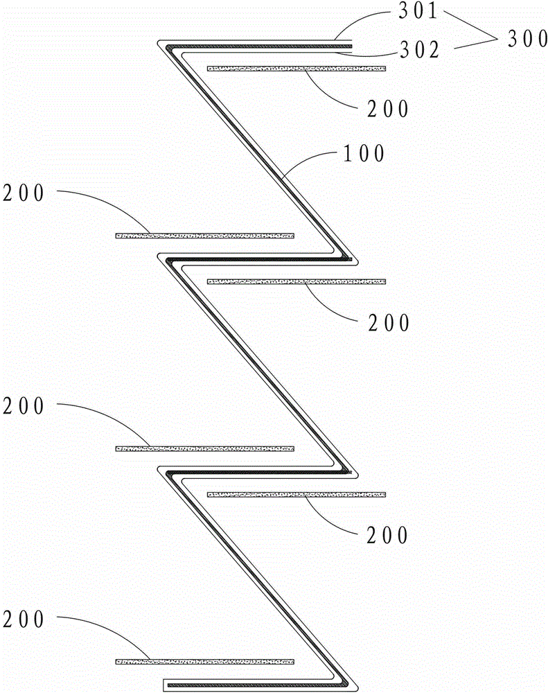 Laminated lithium ion battery and production process thereof