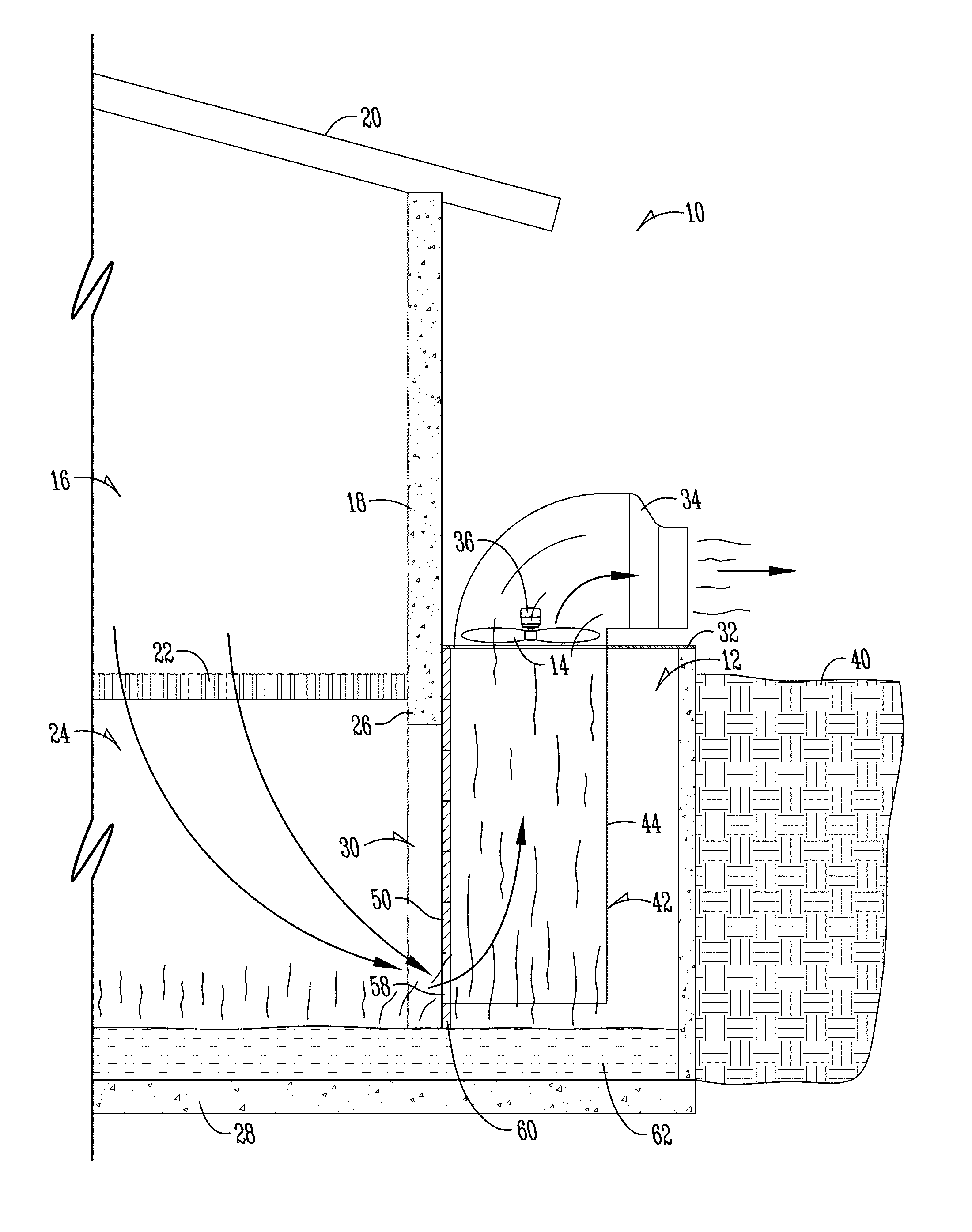 Hog confinement building ventilation system