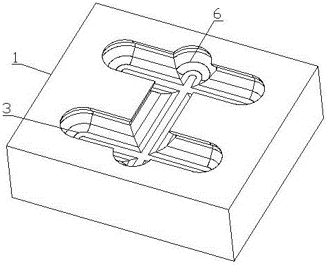 A casting mold with an h-shaped sprue cup