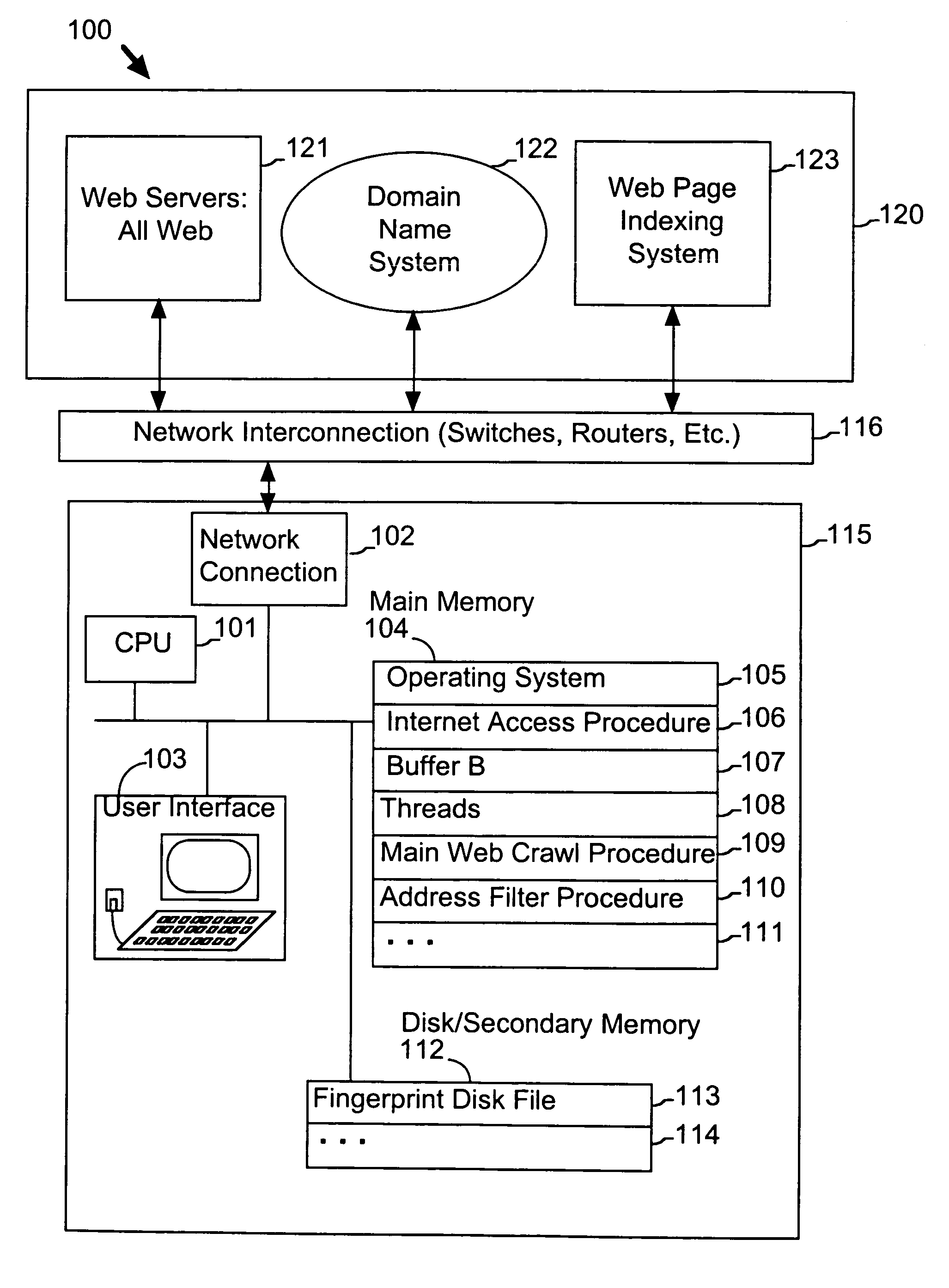 System and method for efficient filtering of data set addresses in a web crawler
