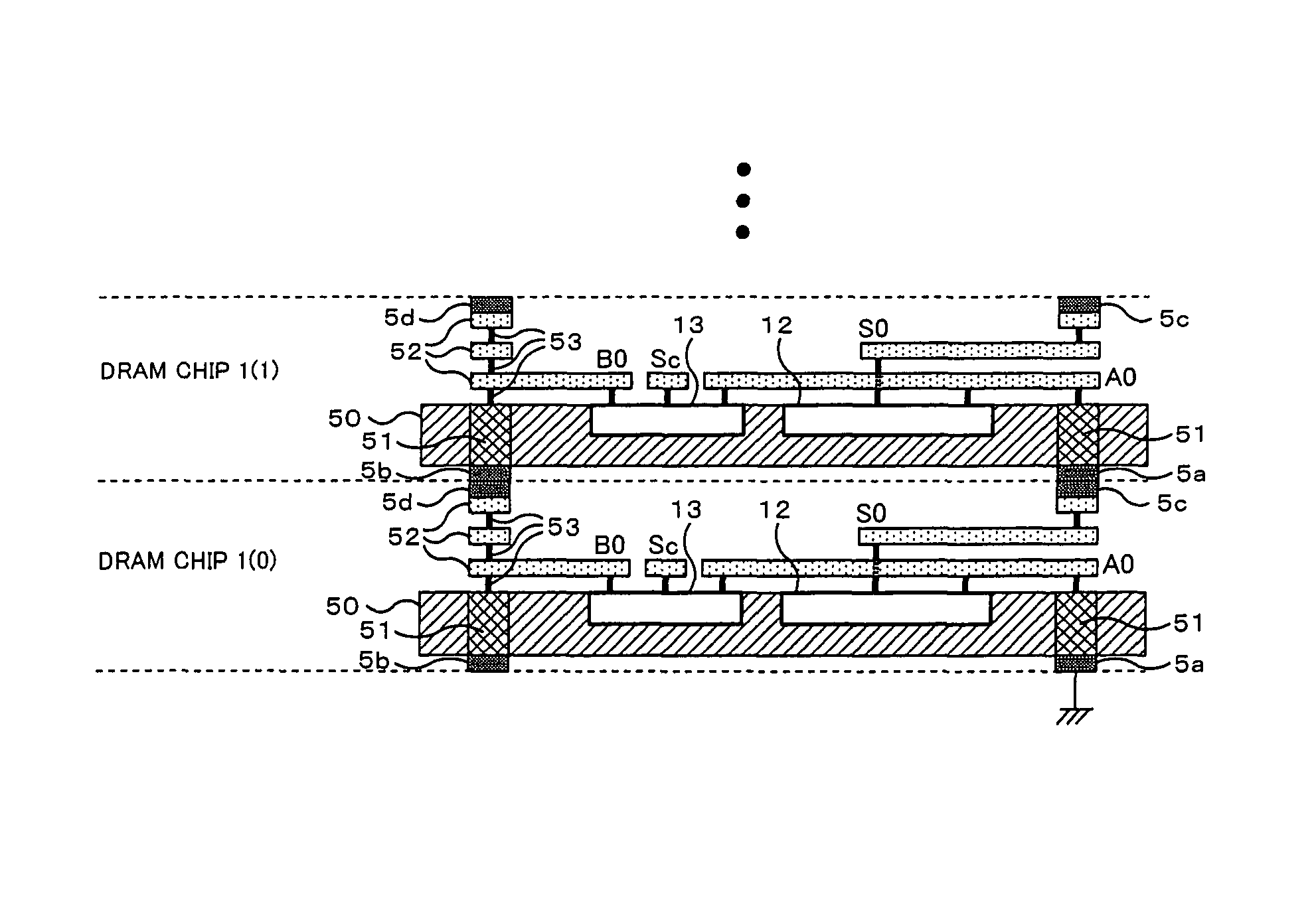 Stacked type semiconductor memory device and chip selection circuit