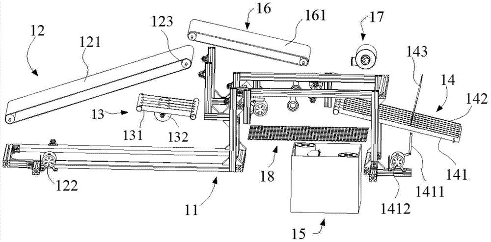 Automatic unpacking and discharging device