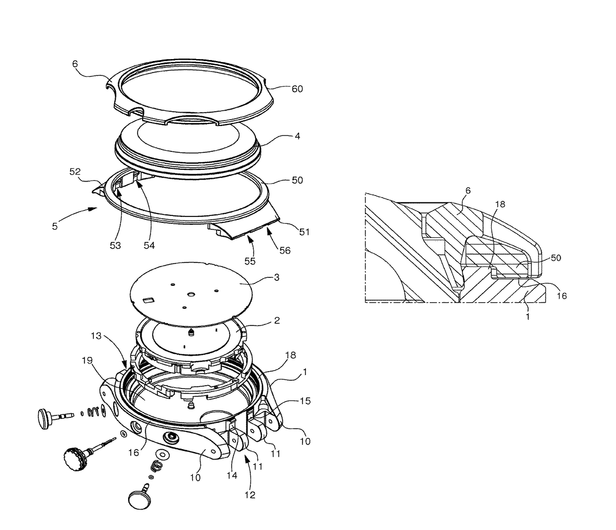 Watch case provided with an external element