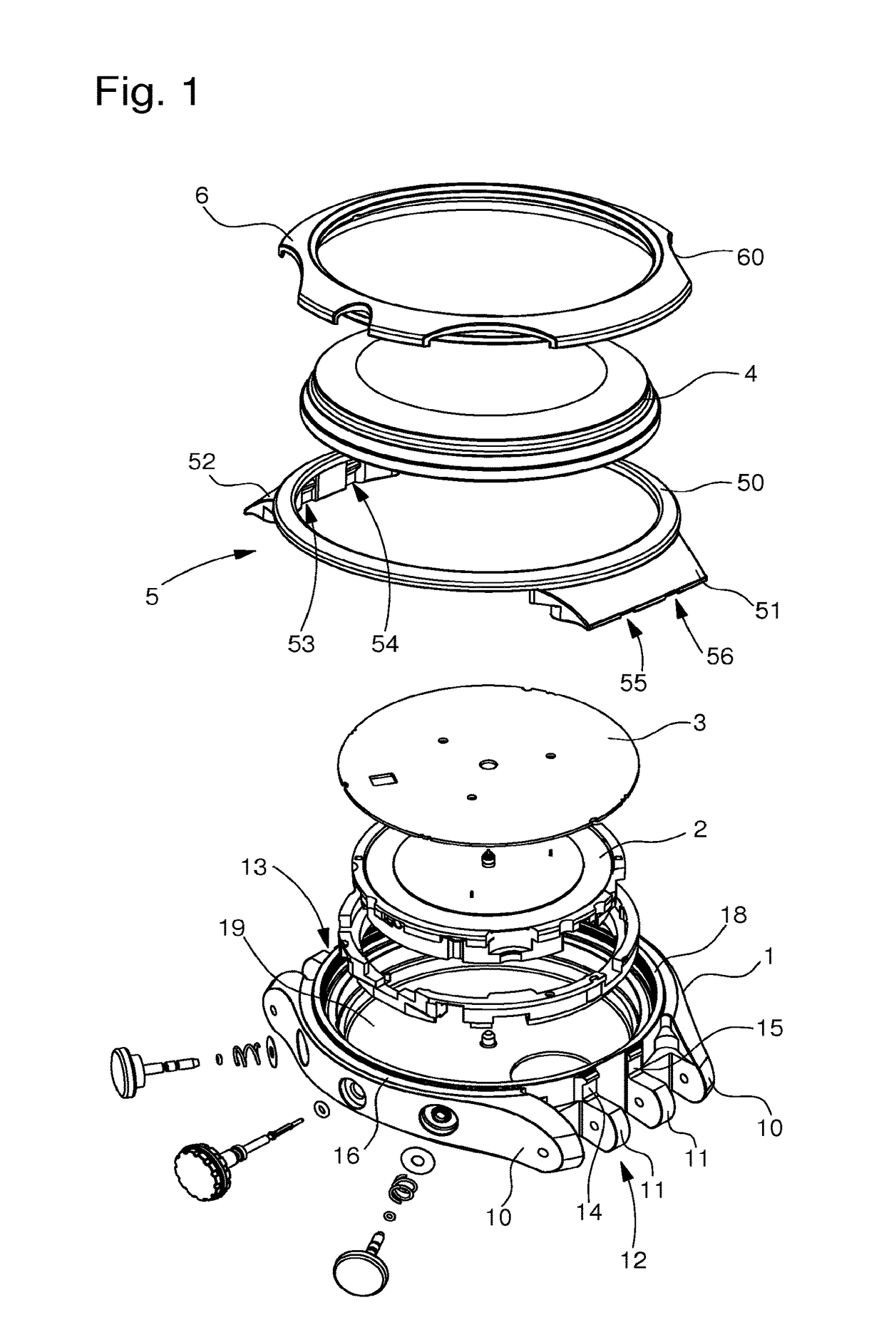 Watch case provided with an external element