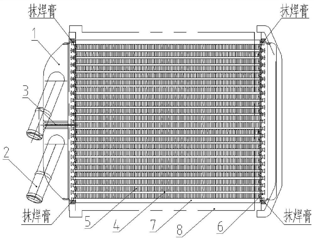 Automobile all-aluminum air heater and assembling method thereof
