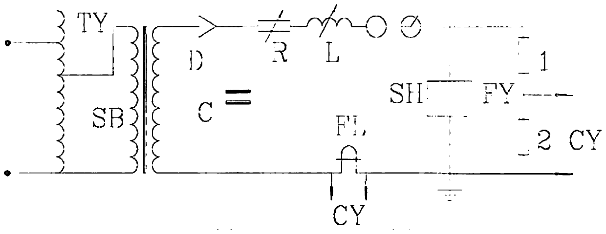 Lightning current impact test device for intelligent voltage limiter