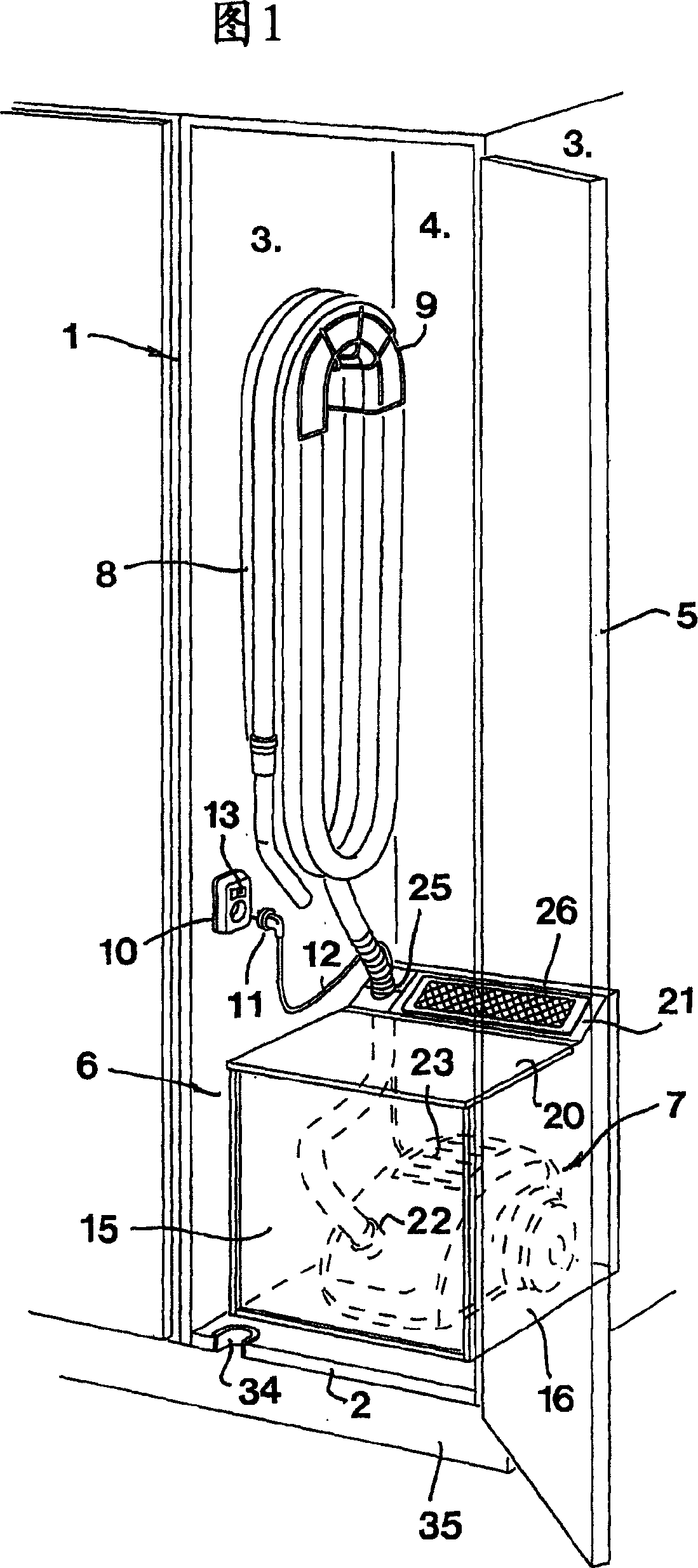 Device for setting up central vacuum cleaning installations