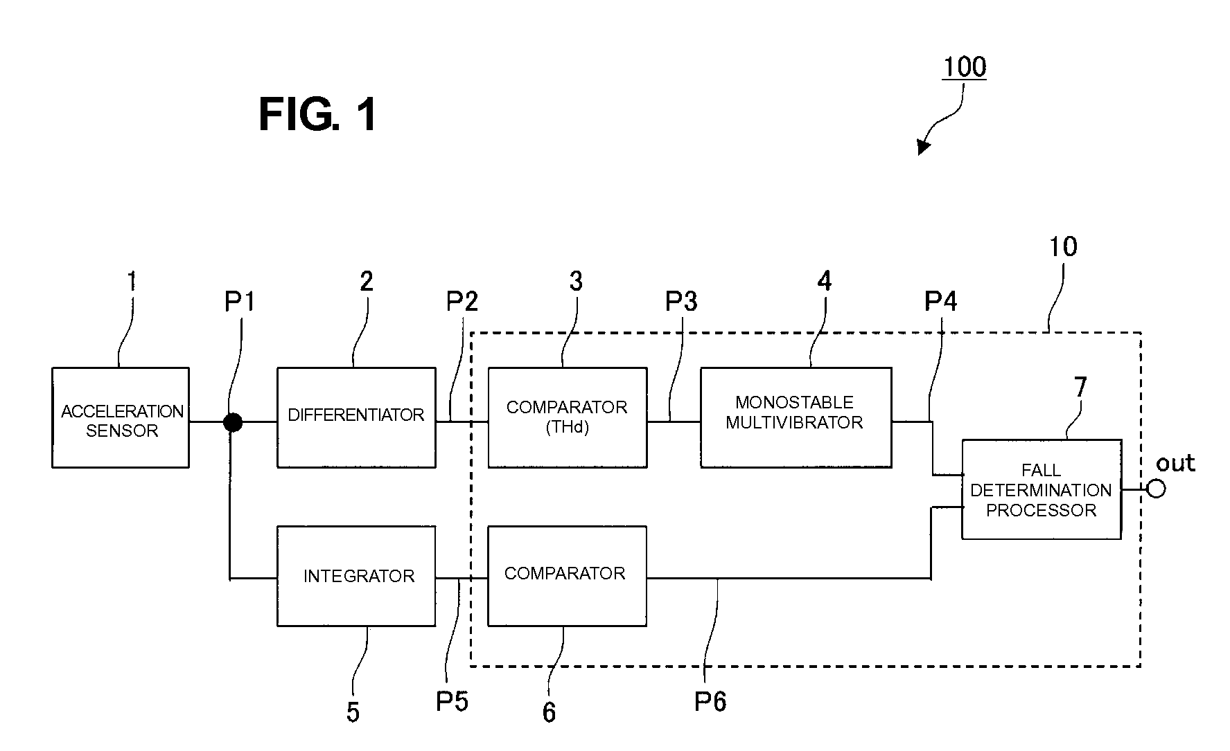 Fall detection device and magnetic disk drive