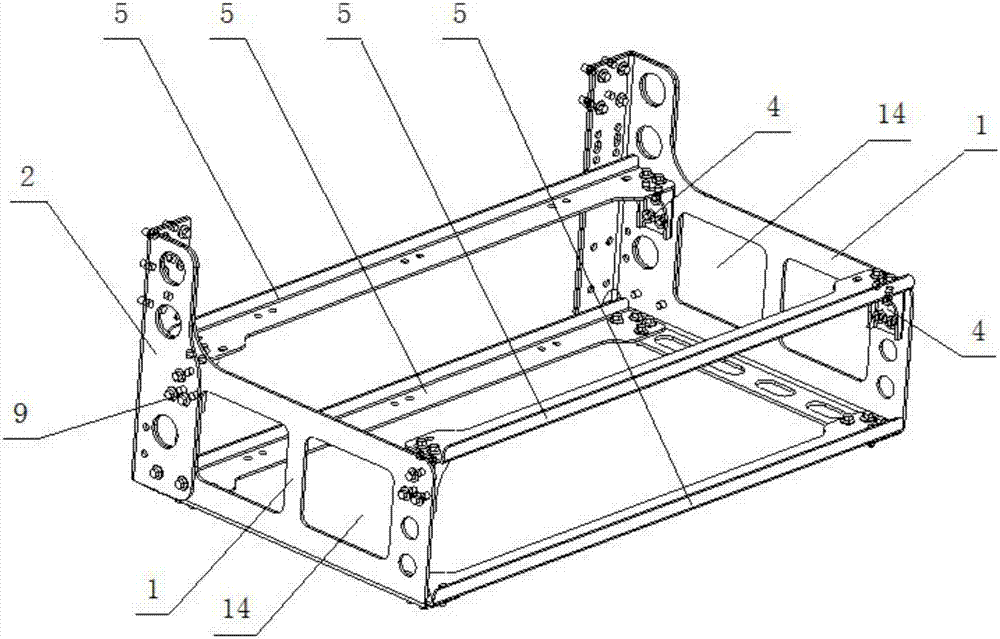 Combined type battery frame assembly of electric automobile