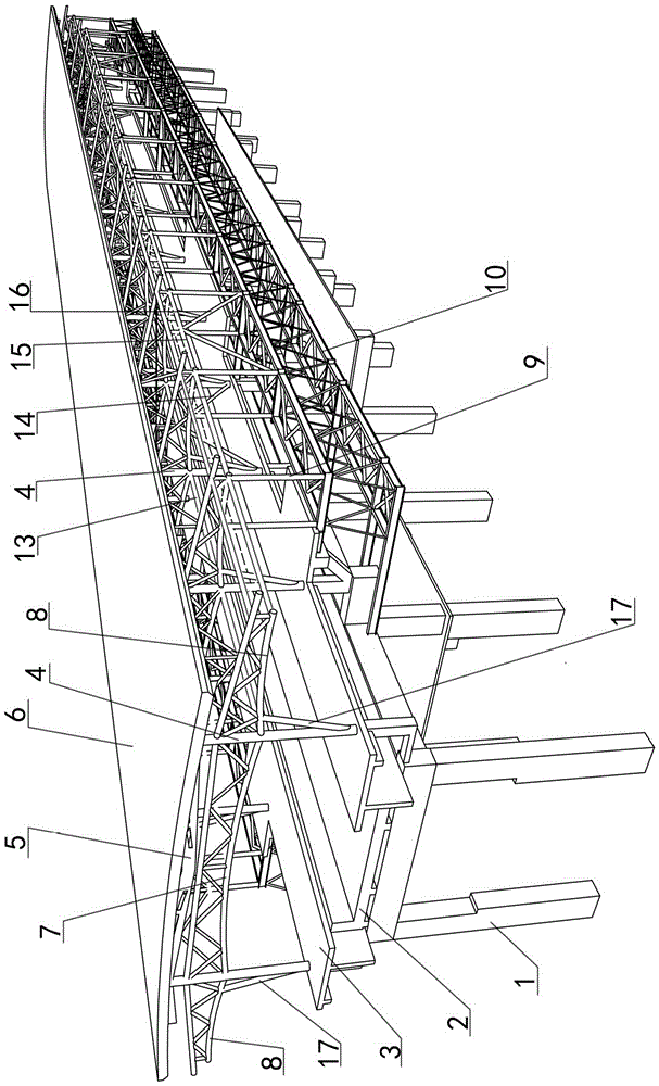 Construction method of widened and improved structure system for existing station platform