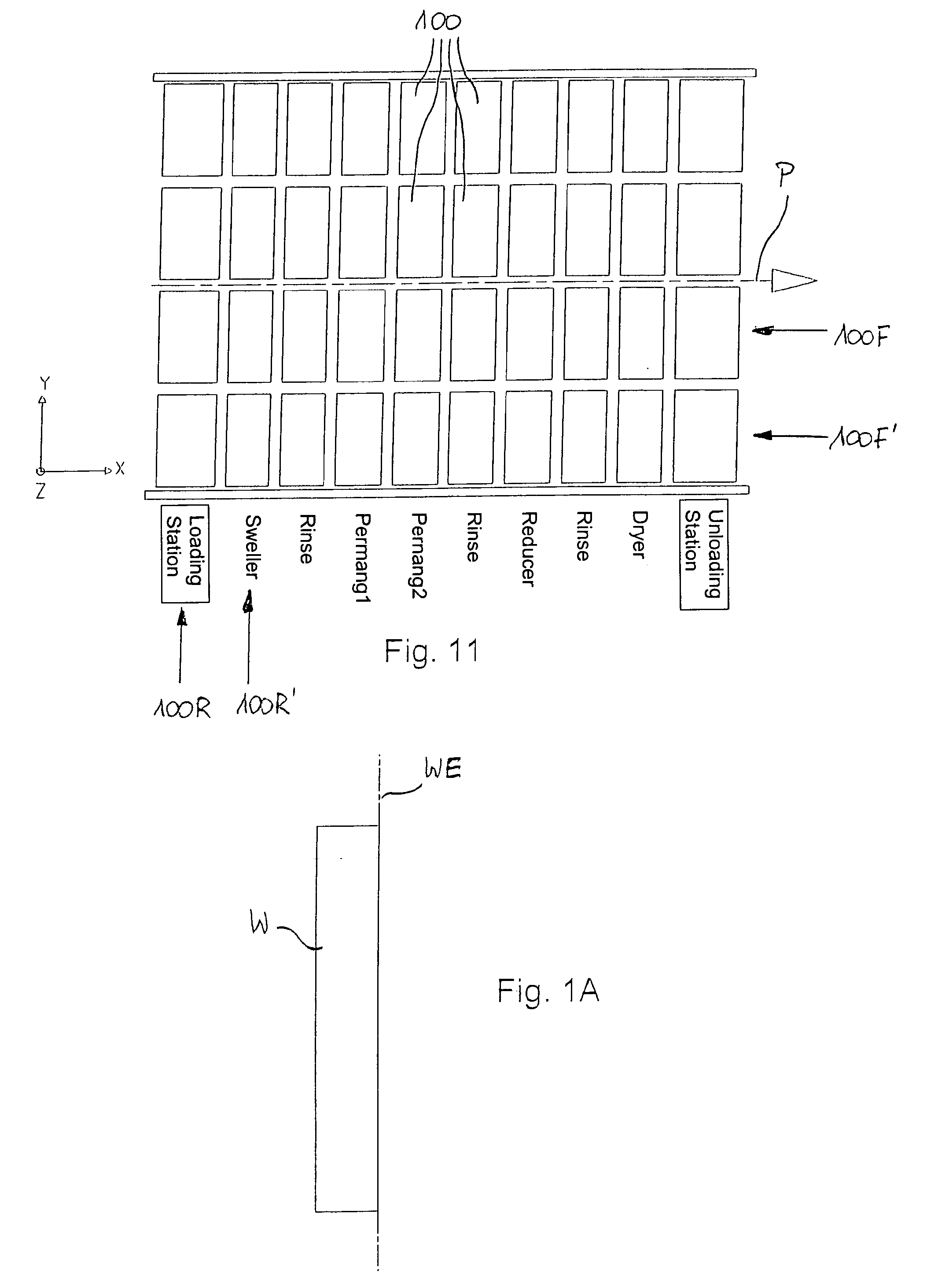 Vertical system for the plating treatment of a work piece and method for conveying the work piece