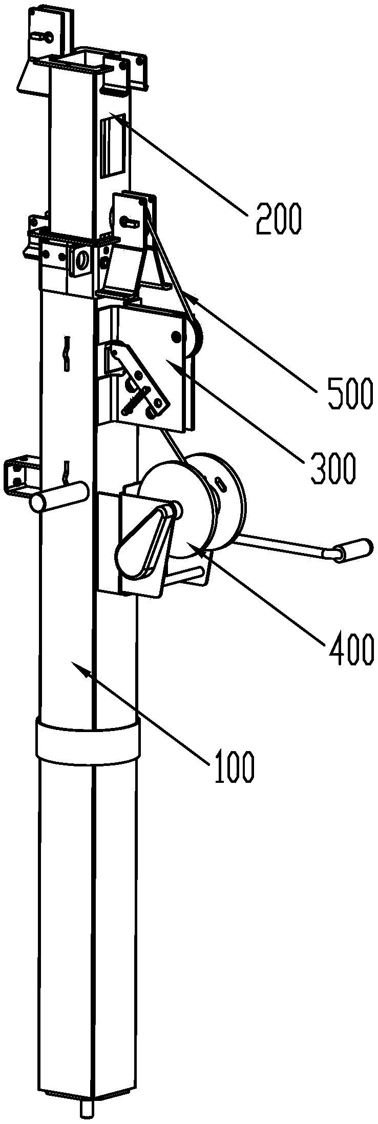 Lock device and mast mechanism