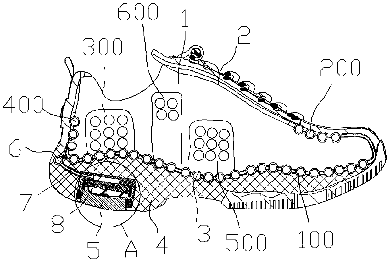 An intelligent inflatable three-dimensional massage sports shoe