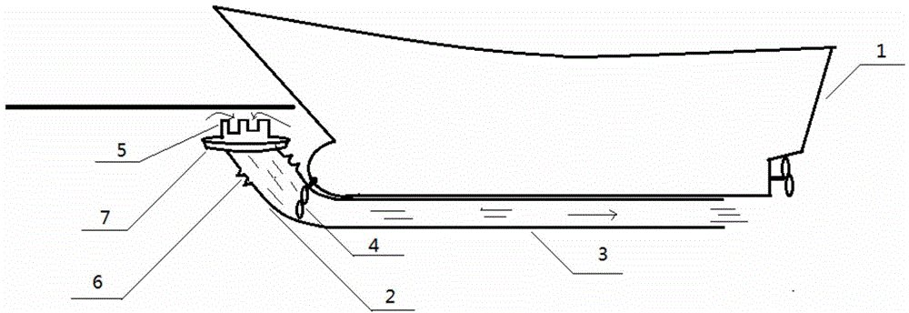 Method for breaking ice based on reducing supporting force of ice layer, and ice breaking ship