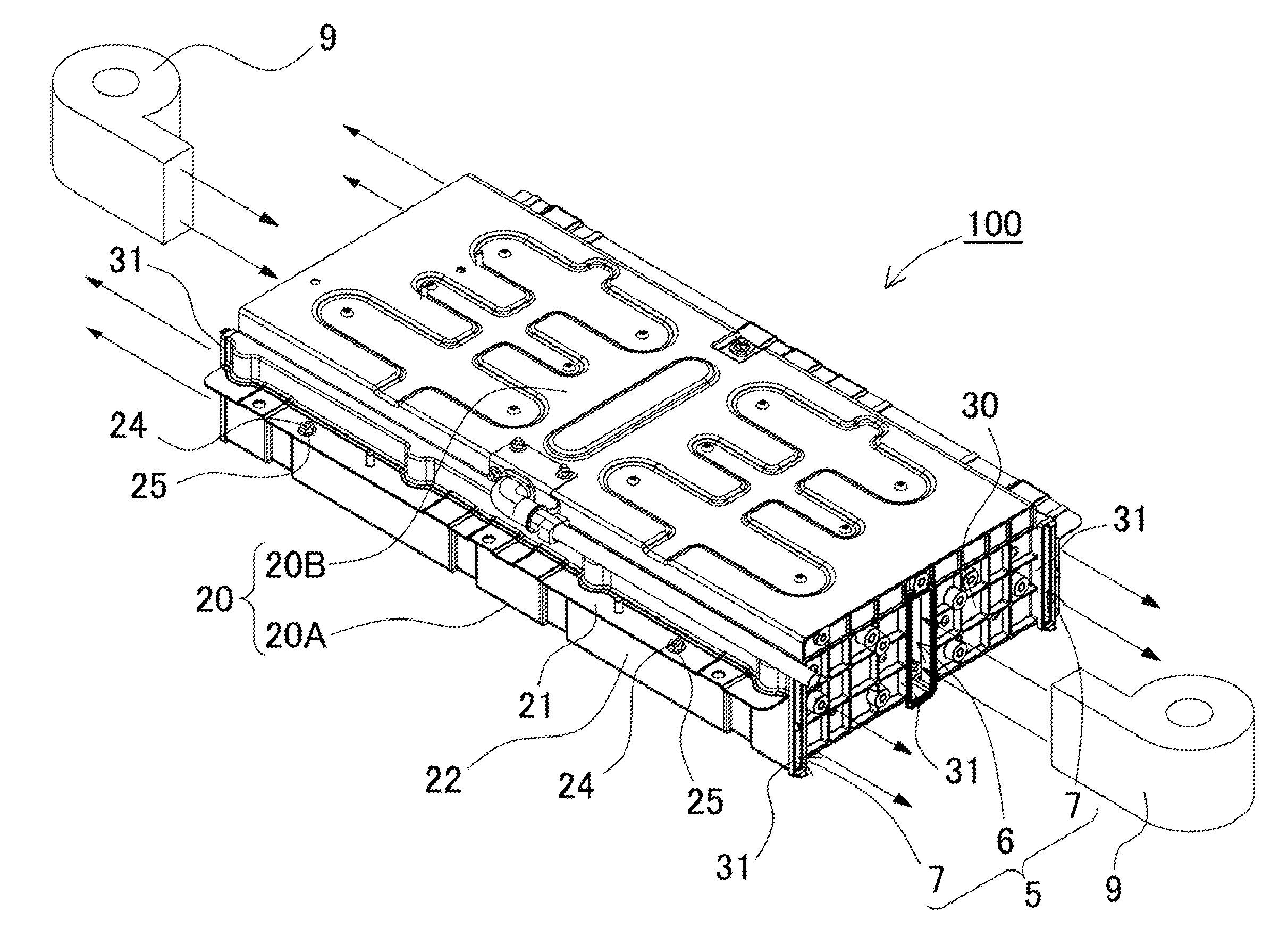 Power supply device including a plurality of battery cells arranged side by side