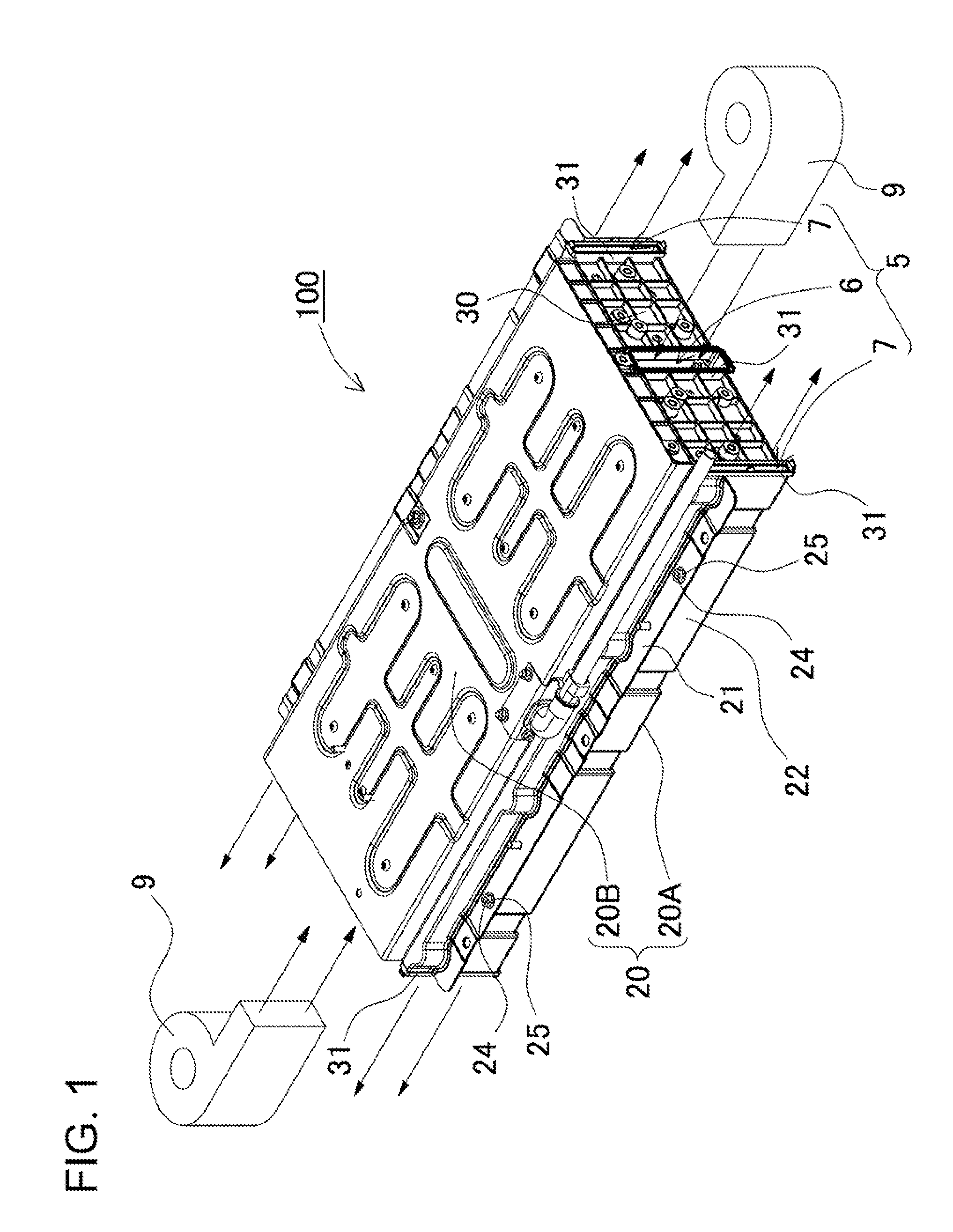 Power supply device including a plurality of battery cells arranged side by side