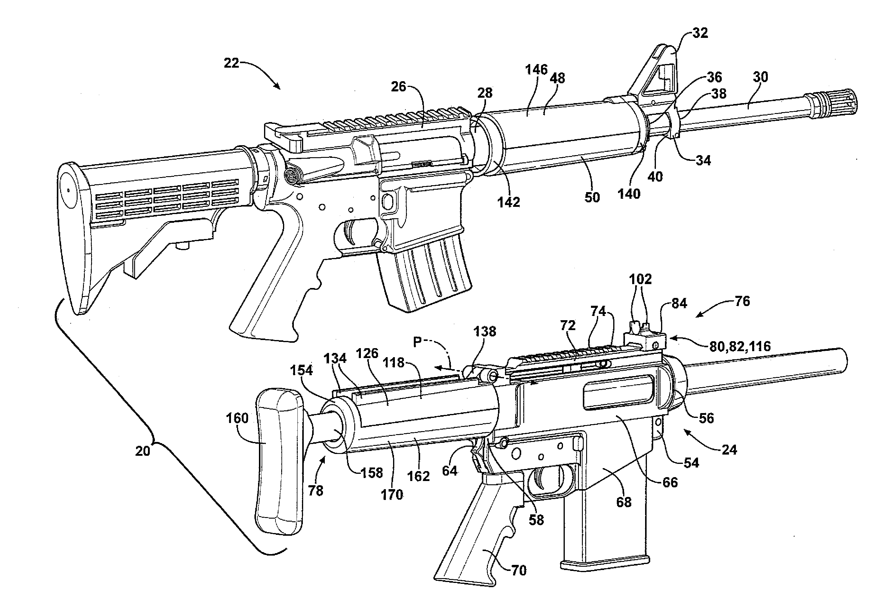 Firearm assembly including a first weapon and a second weapon ...