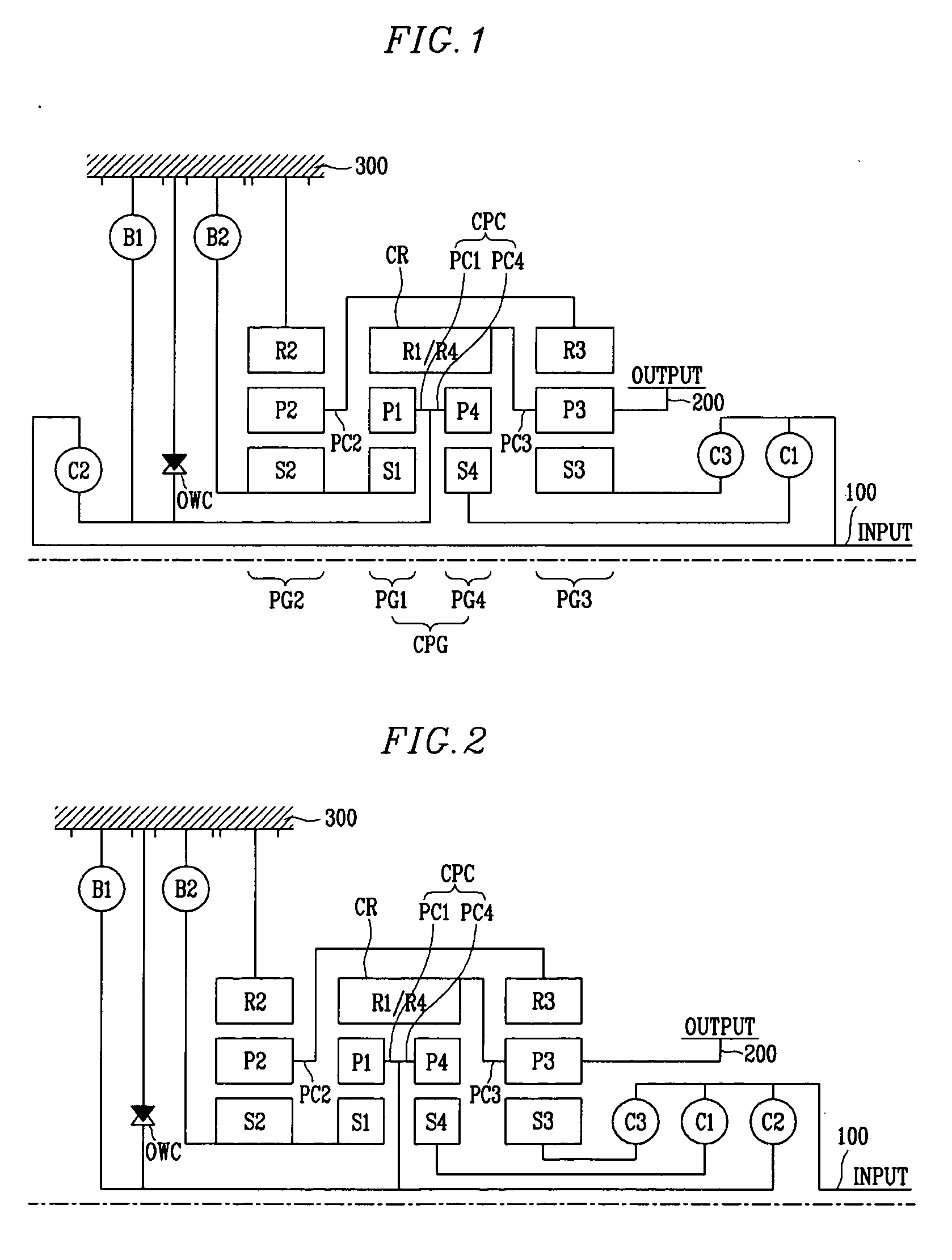 Six-speed powertrain of an automatic transmission