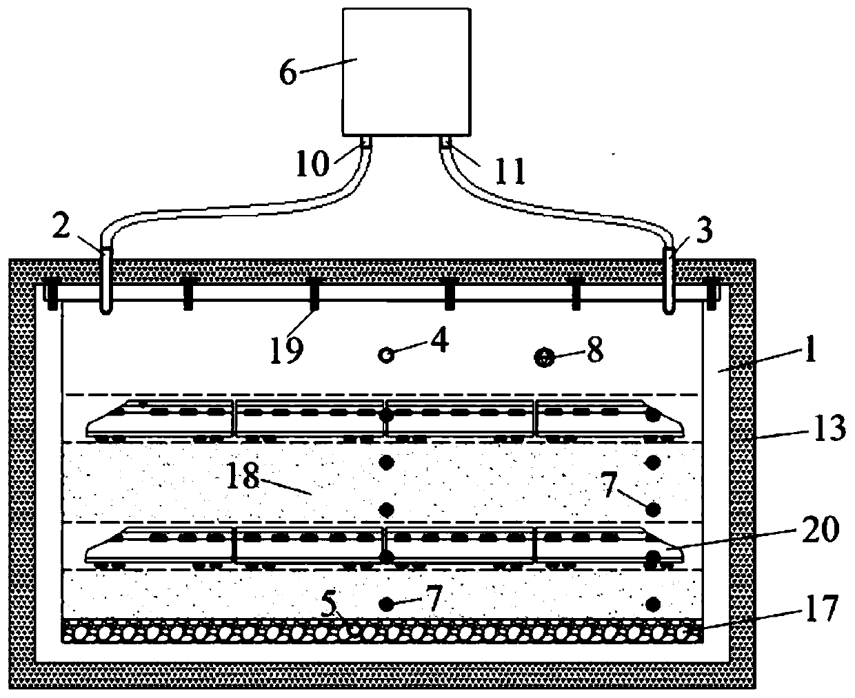 Visual test device and visual test method for influence of temperature change on subway tunnel