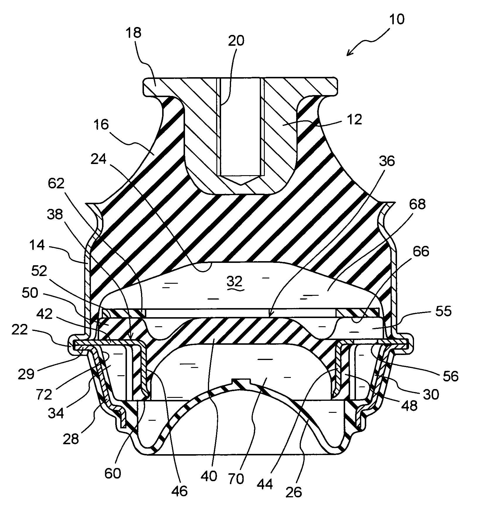 Fluid-filled vibration damping device