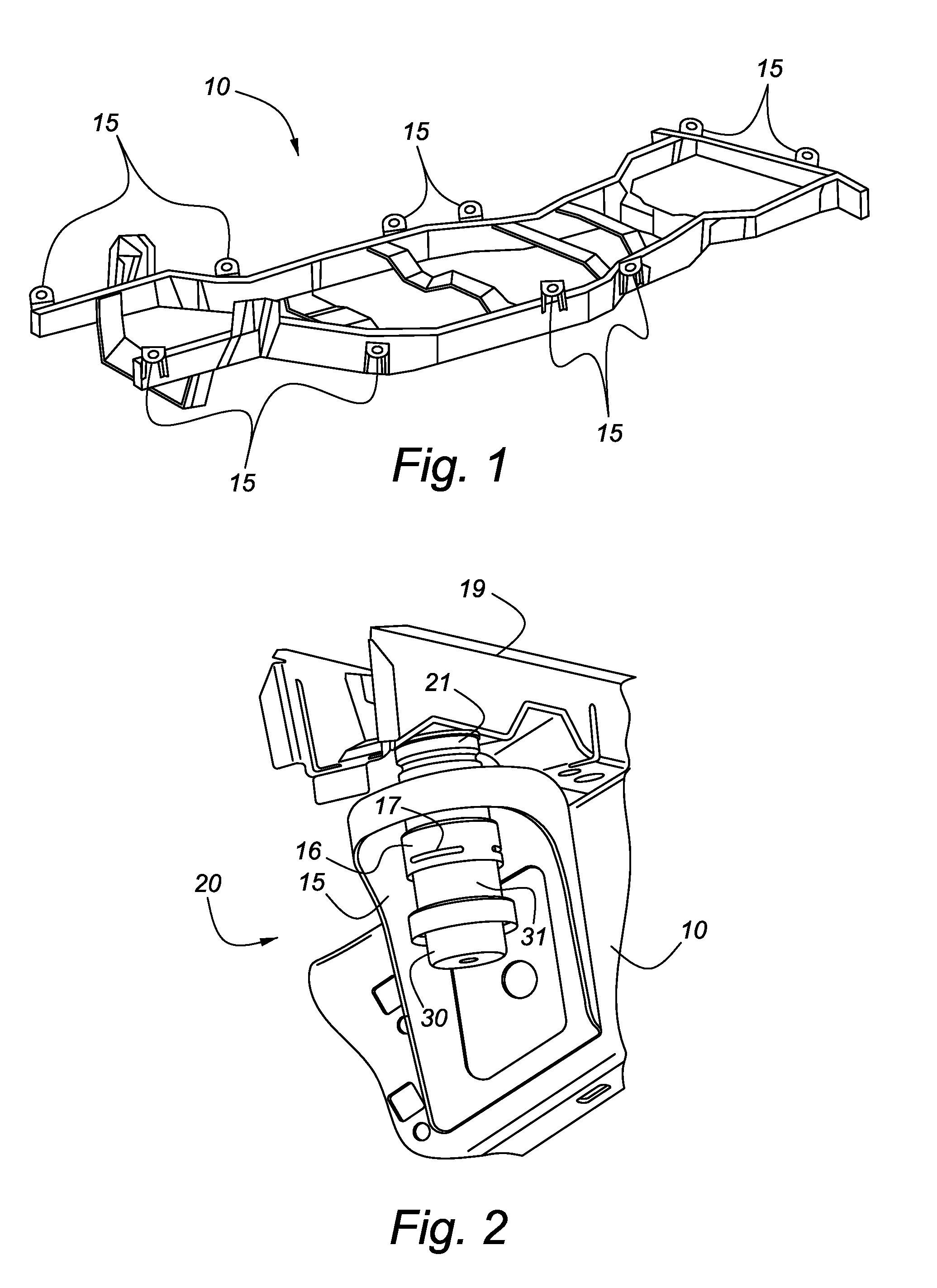 Plug-in body mount damping device for vehicles