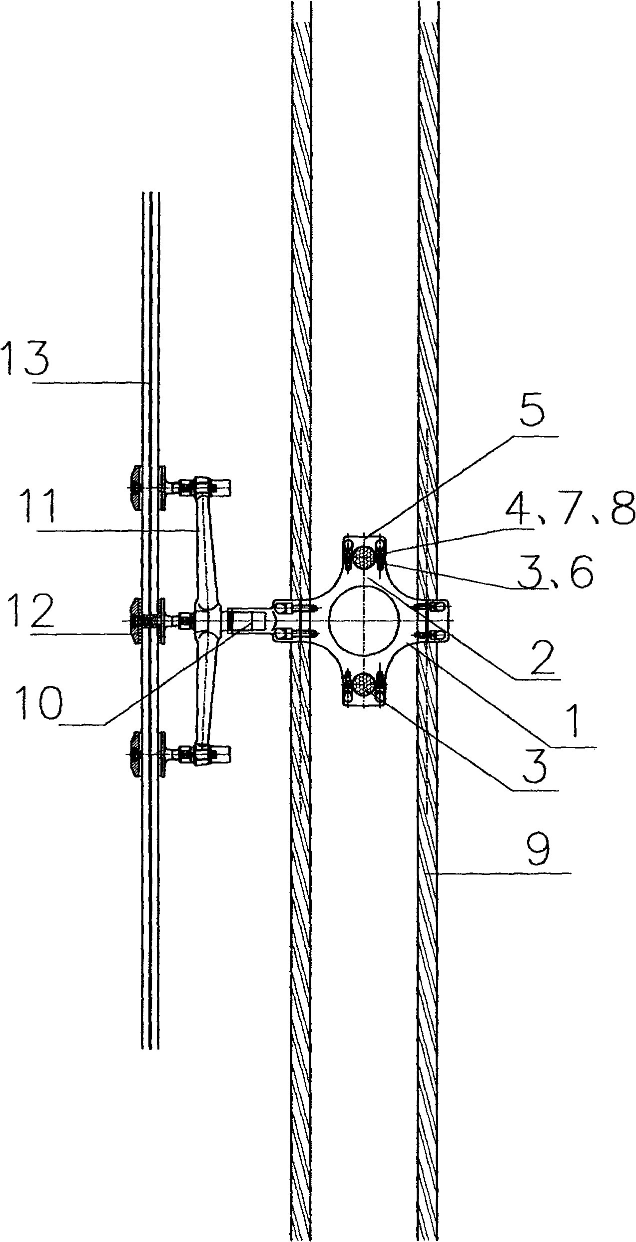 Single-layer bidirectional double-rope curtain wall support structure and installing method thereof