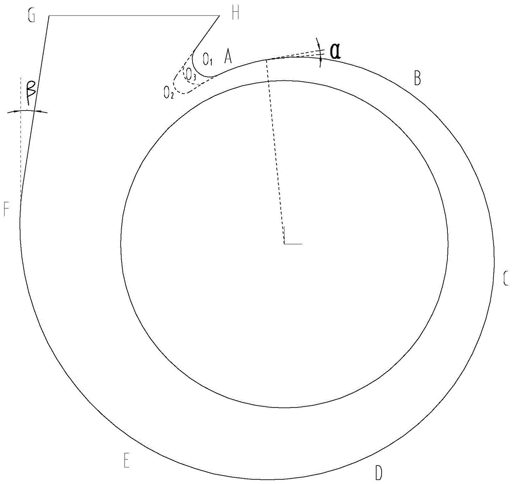 A centrifugal fan volute structure