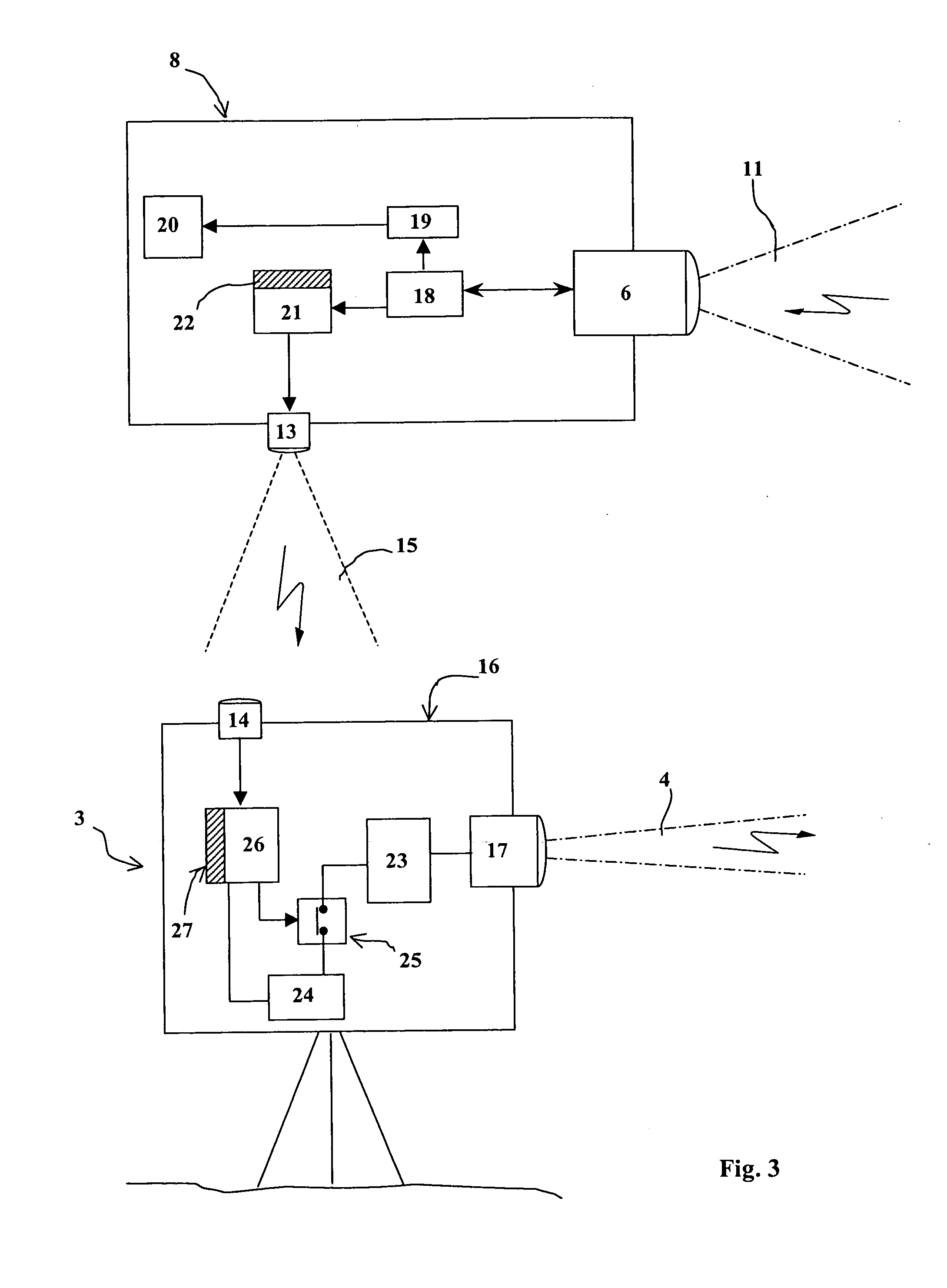 Remote control device for a target designator from an attack module, attack module and designator implementing such device