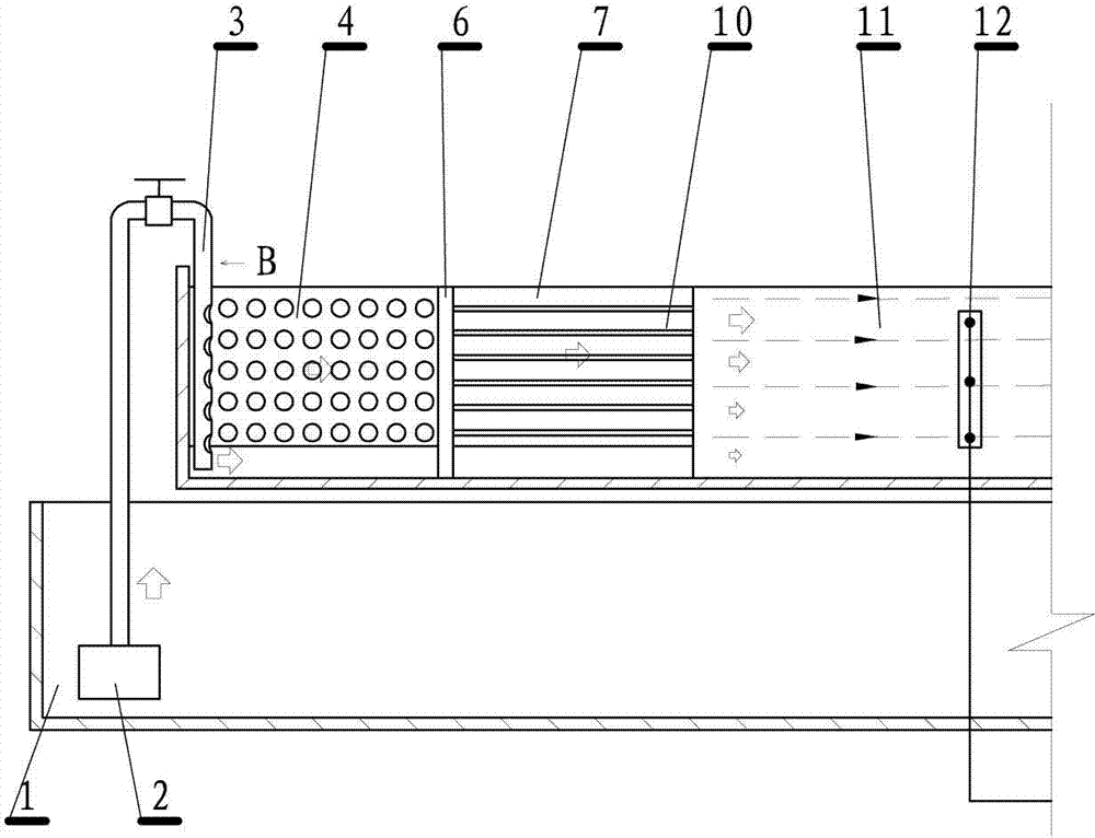 Water supply device with different-temperature water layering flowing simulation function