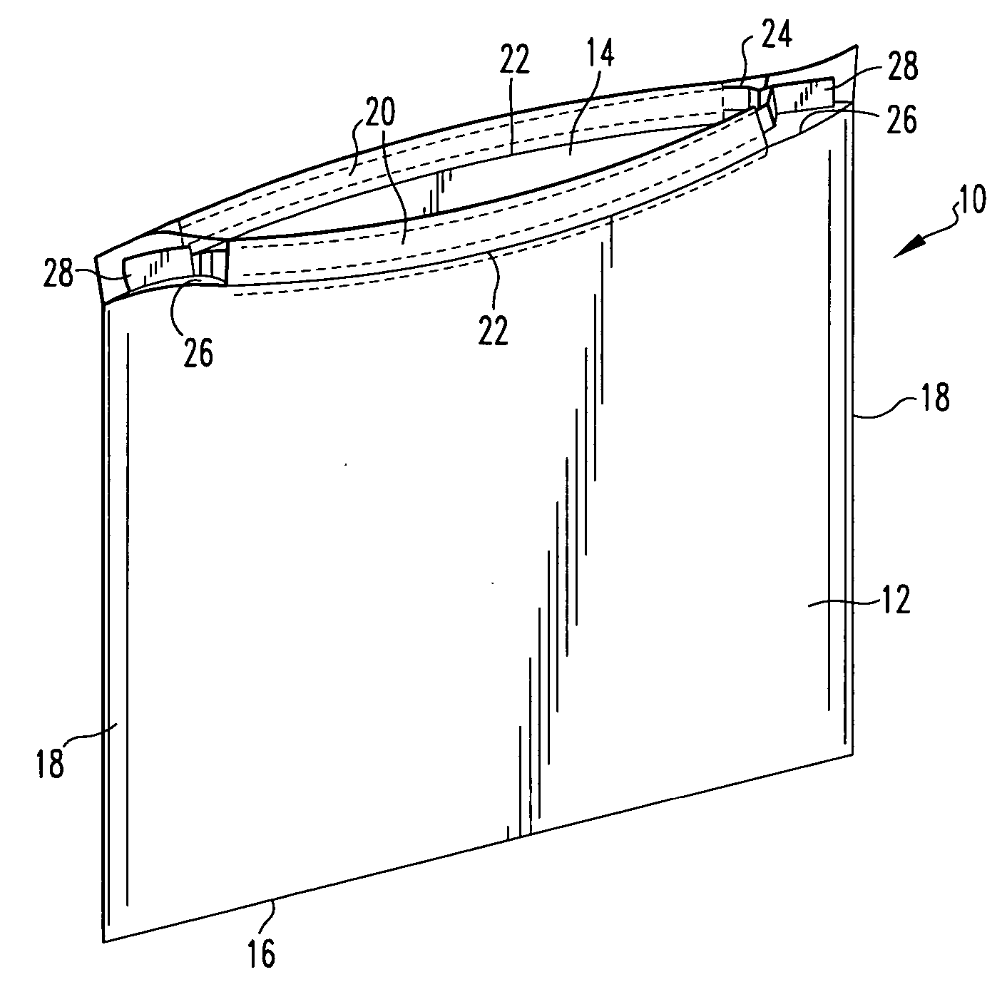Elastic drawstring having improved modulus and improved tensile yield for use on a plastic liner bag