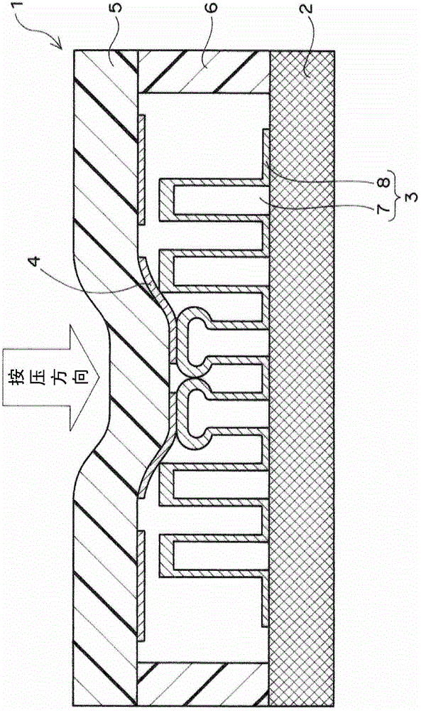 Pressure-sensitive switch, manufacturing method for same, touch panel including pressure-sensitive switch, and manufacturing method for touch panel