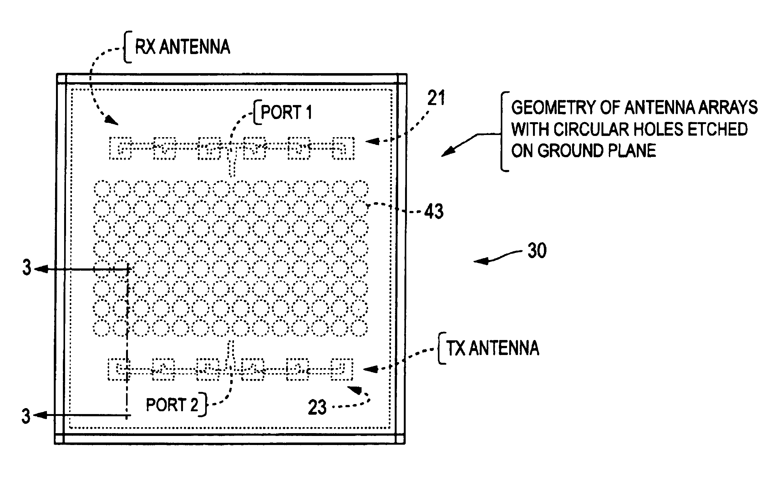 Microstrip antenna array with periodic filters for enhanced performance