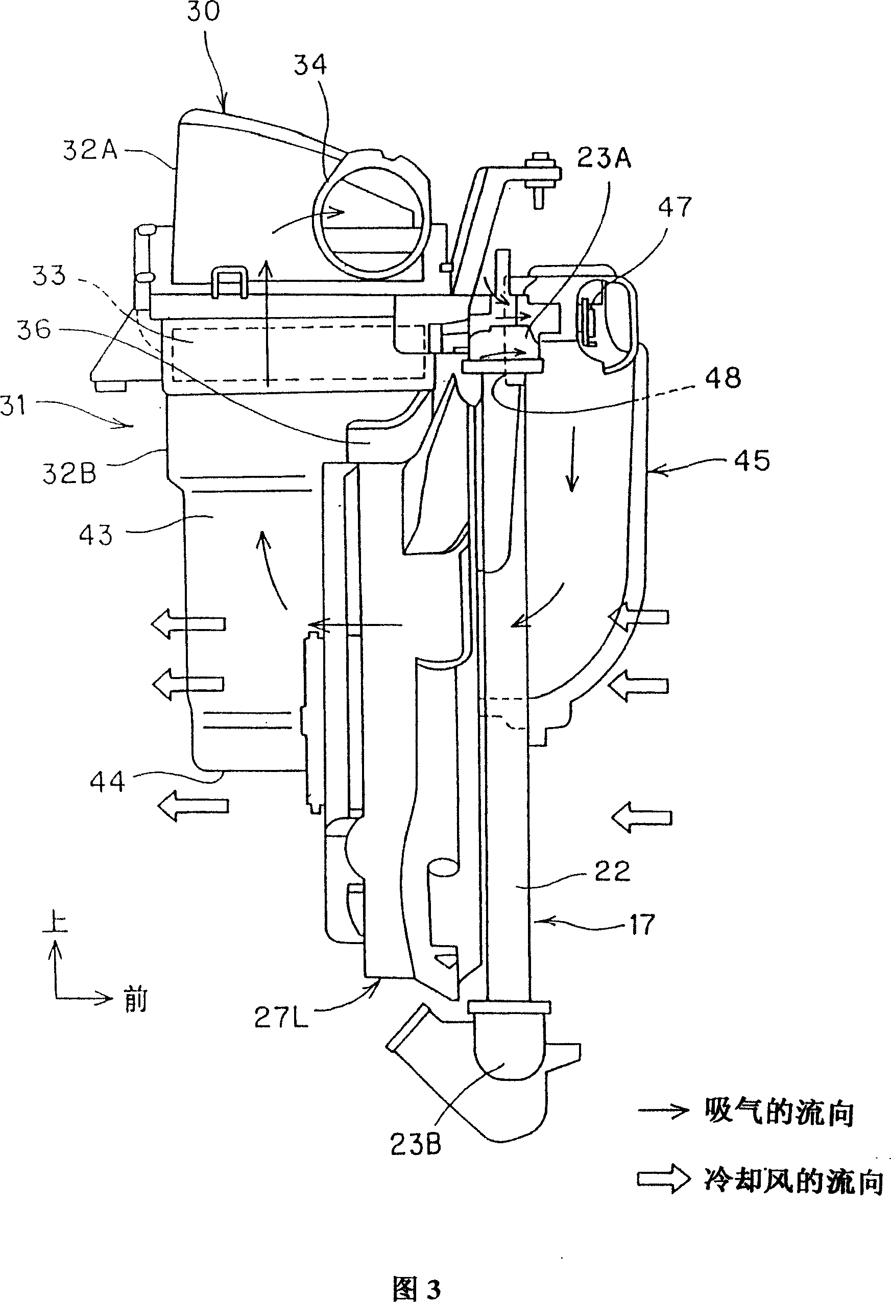 Air inlet unit of motor for vehicle