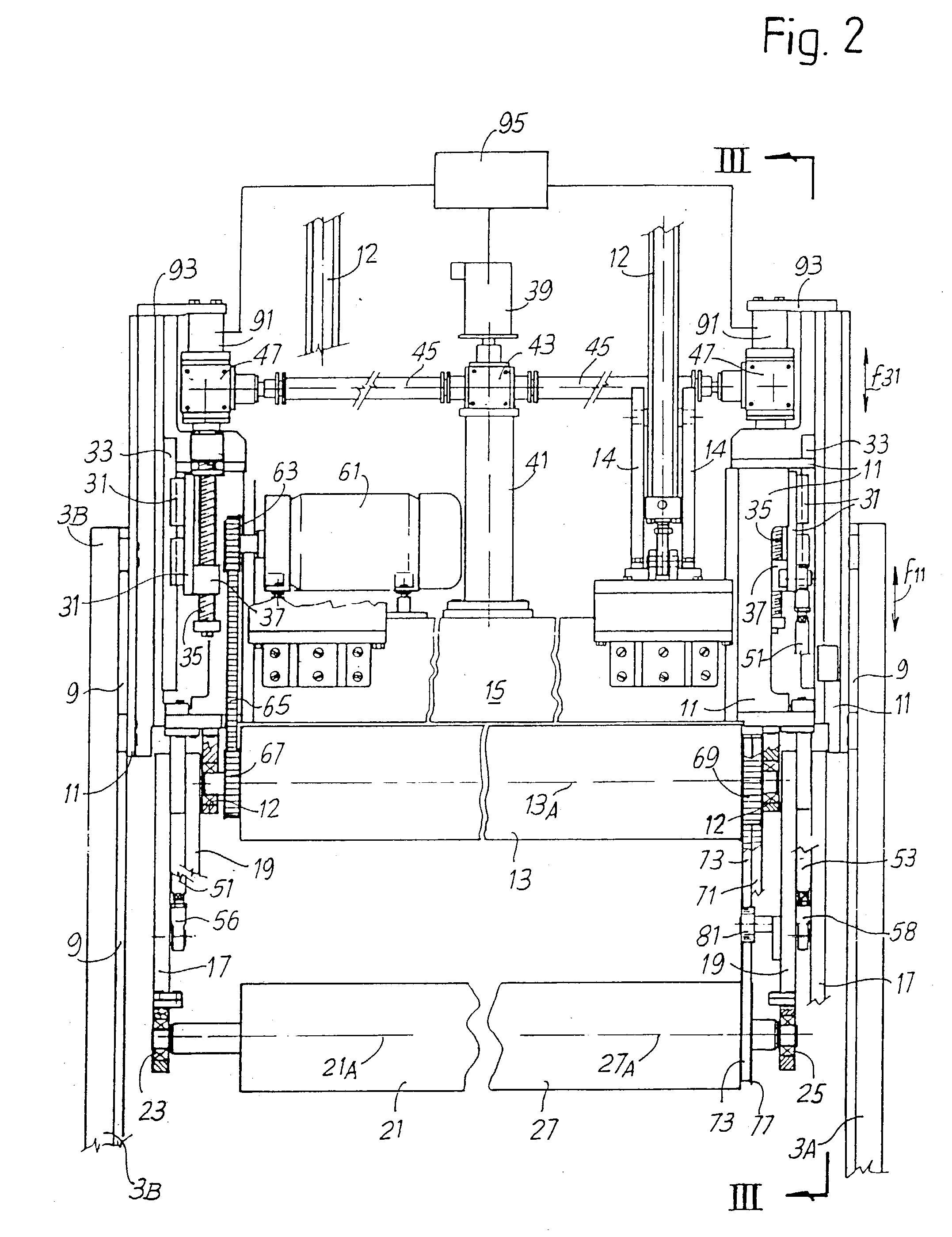 Rewinding machine with auxiliary cylinders and respective winding method